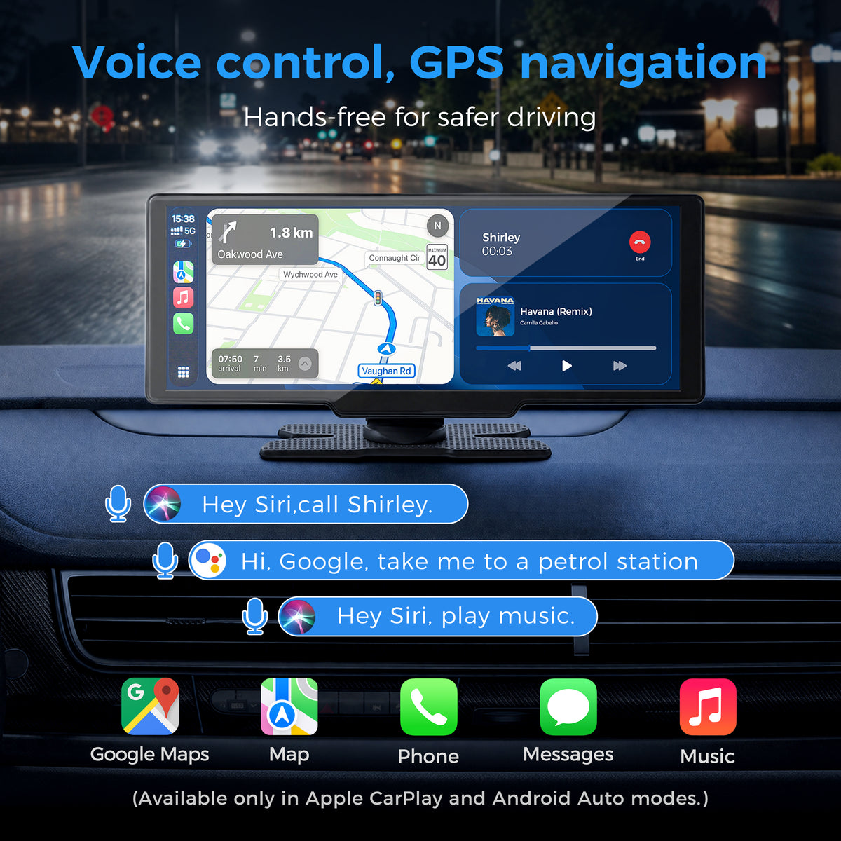 10.26" Portable Carplay Screen for Apple CarPlay&Android Auto,4K Dash Cam