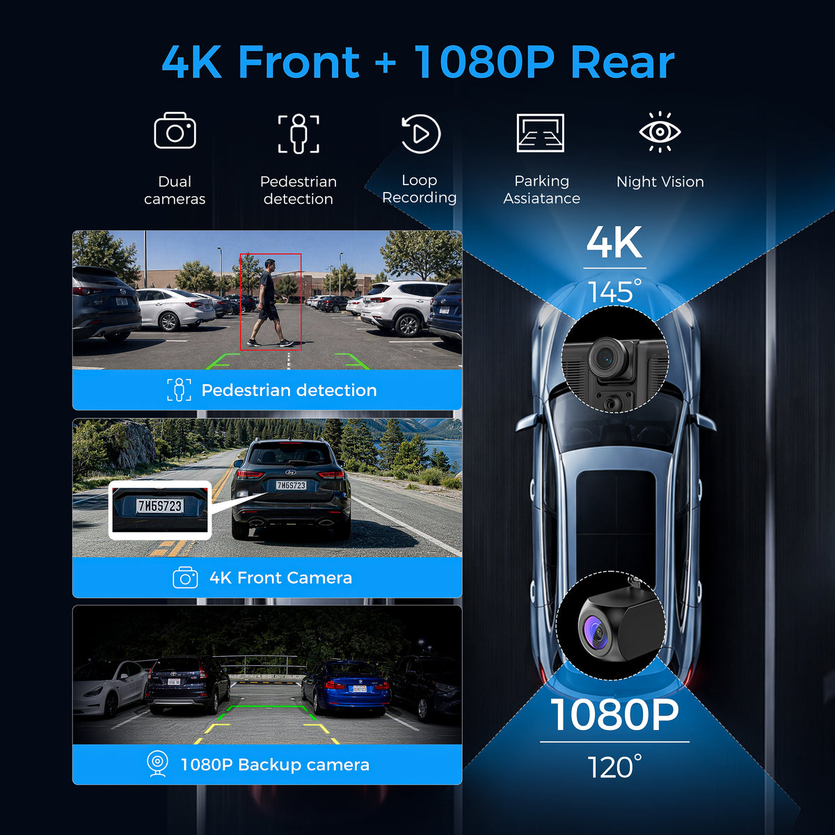10.26" Portable Carplay Screen for Apple CarPlay&Android Auto,4K Dash Cam