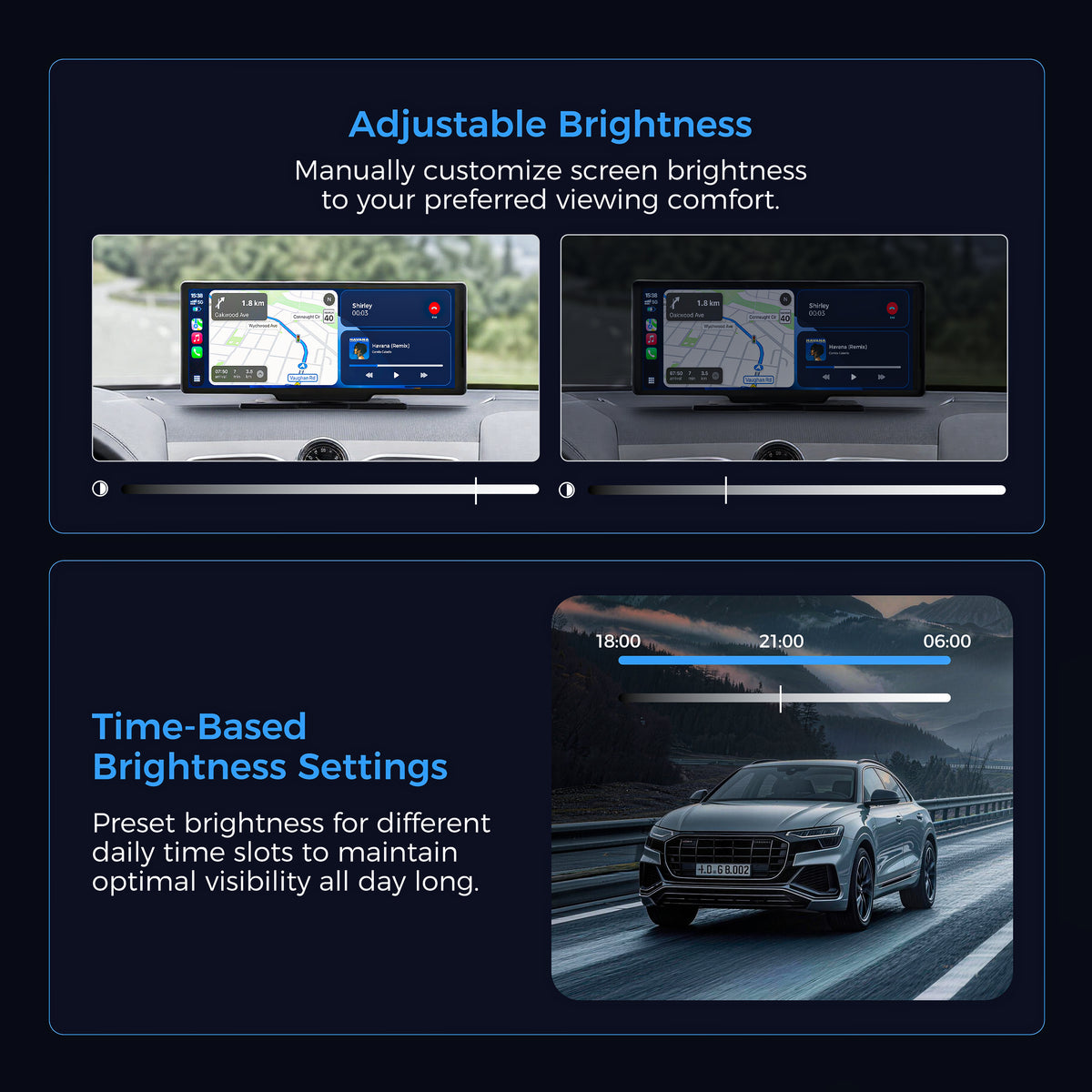 10.26" Portable Carplay Screen for Apple CarPlay&Android Auto,4K Dash Cam